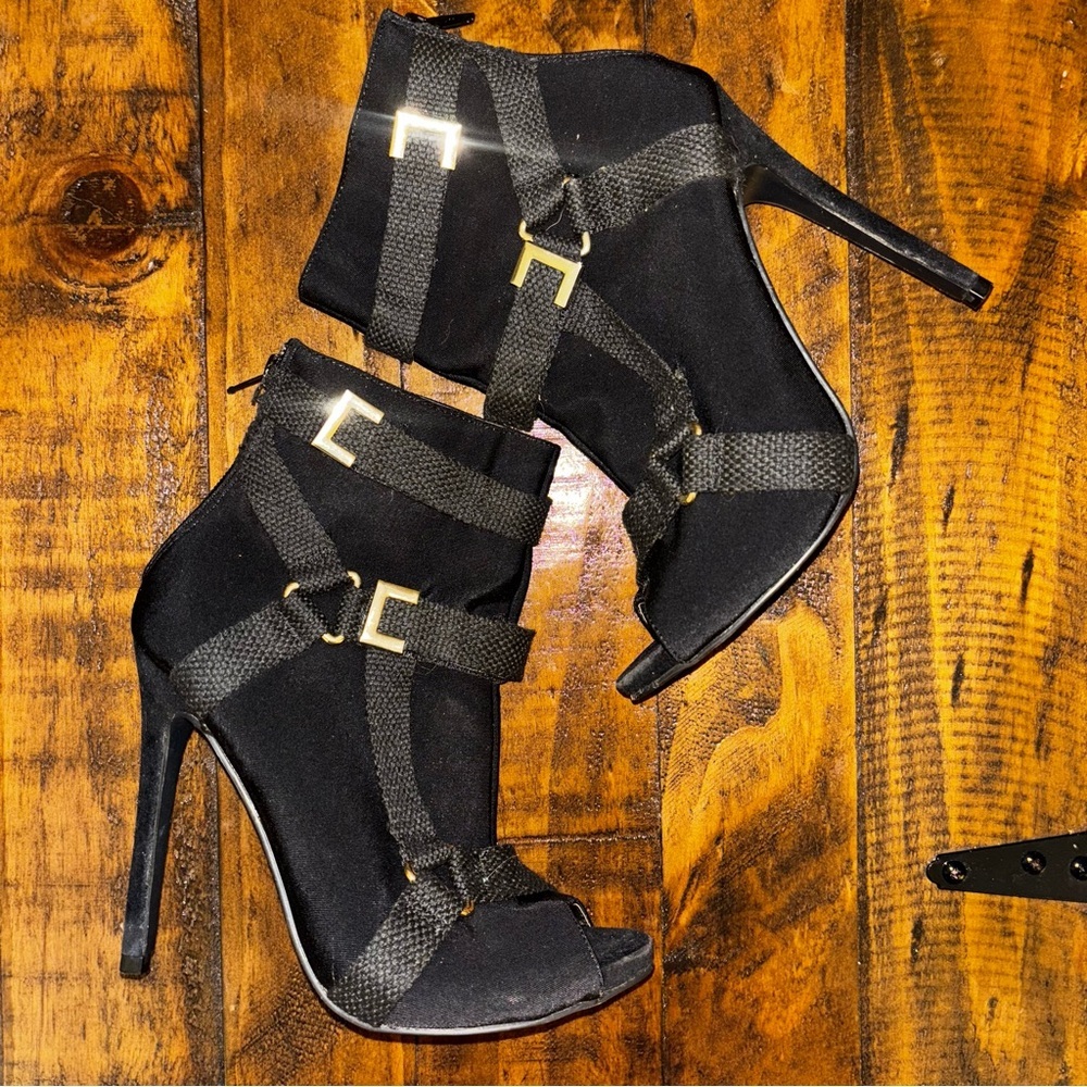 Shoe Republic LA Black Peep Toe Booties